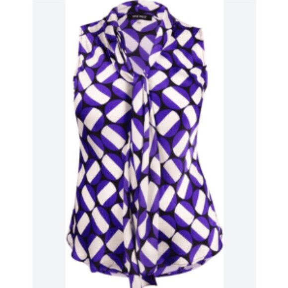 Nine West Women's Necktie Printed Top - Picture 1 of 3